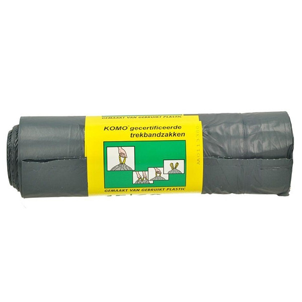 Vuilniszakken met trekband 60 liter | 15 zakken | KOMO 123schoon.nl